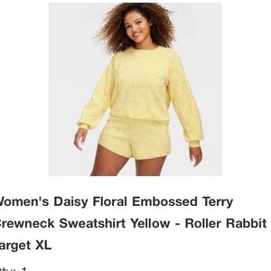 Roller Rabbit Yellow Daisy Embossed Terry Crewneck Sweatshirt